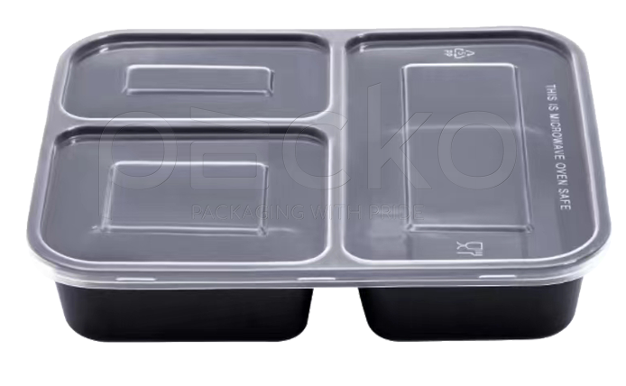 กล่องอาหารพลาสติก 3 ช่อง Premium 1000ml. สีดำ