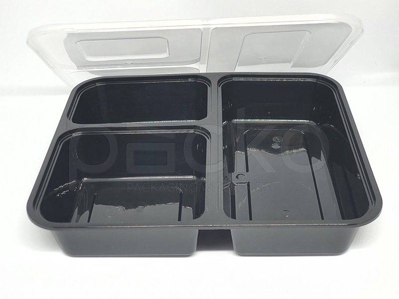 กล่องอาหารพลาสติก 3 ช่อง Premium 1000ml. สีดำ