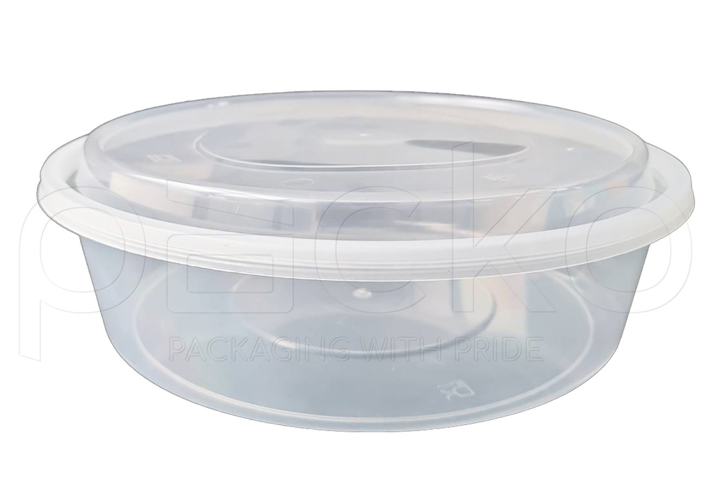 กล่องกลมพลาสติก PP 2500 ml + ฝาปิด (ใส)
