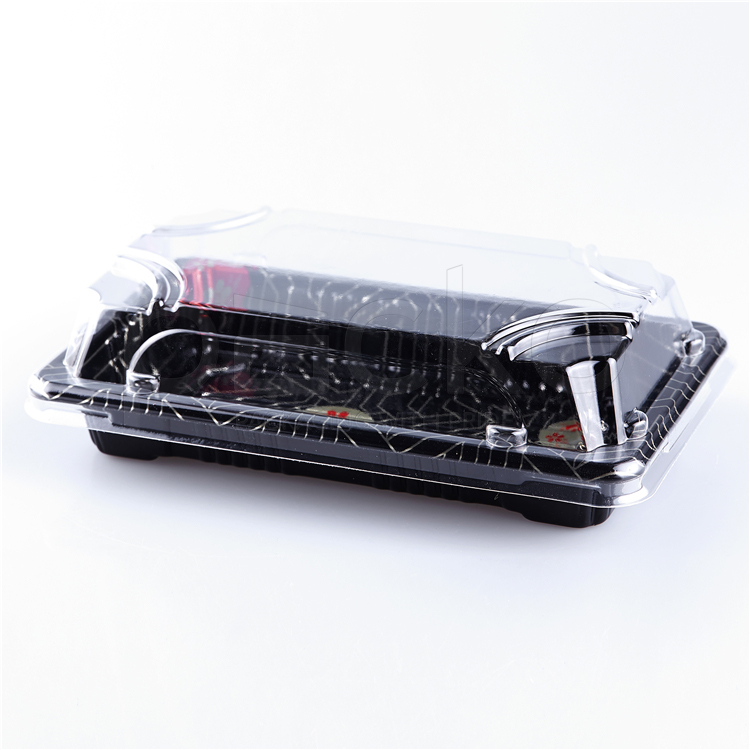 ถาดซูชิพรีเมียมฝาใส ขนาด 3-4 คำ ลายซากุระ