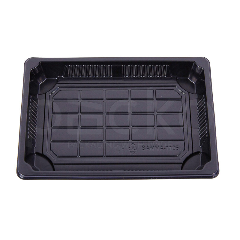 ถาดซูชิพรีเมียมฝาใส ขนาด 6-7 คำ  สีดำ