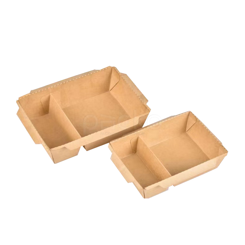 กล่องใส่อาหารคราฟท์สี่เหลี่ยม 2 ช่อง พร้อมฝา 1200 ml.