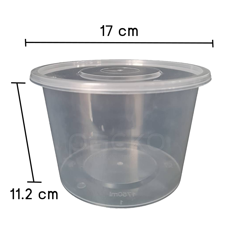 กล่องอาหารทรงกลม Premium พร้อมฝา ขนาด 1750 ml. (ใส)