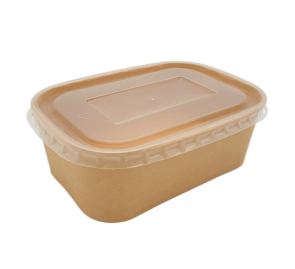 กล่องคราฟท์ ทรงมนขนาด 750มล. พร้อมฝาPET