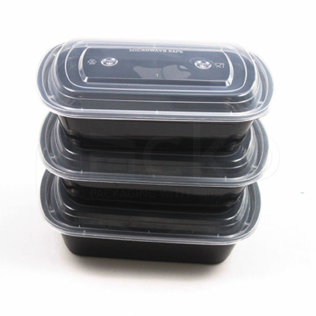 กล่องอาหารพรีเมี่ยม สีดำ ขนาด 1000 ml.