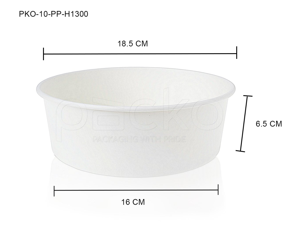 ถ้วยกระดาษคราฟท์ รักษ์โลก สีขาว ขนาด 1300 ml. พร้อมฝาปิด PP