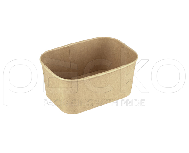 กล่องกระดาษคราฟท์ทรงรี Premium ขนาด 1000 ml. พร้อมฝา PP