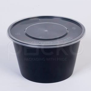 กล่องอาหารทรงกลม Premium พร้อมฝา ขนาด 100 ml. สีดำ