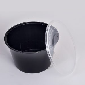 กล่องอาหารทรงกลม Premium พร้อมฝา ขนาด 100 ml. สีดำ