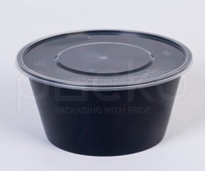 กล่องอาหารทรงกลม Premium พร้อมฝา ขนาด 750 ml. สีดำ