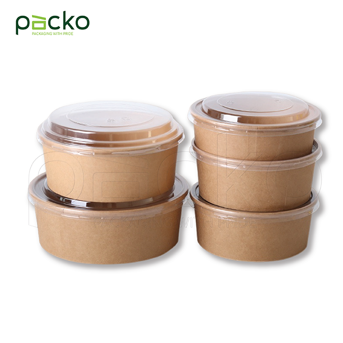 ถ้วยกระดาษคราฟท์ รักษ์โลก ขนาด 500 ml. พร้อมฝาปิด PET