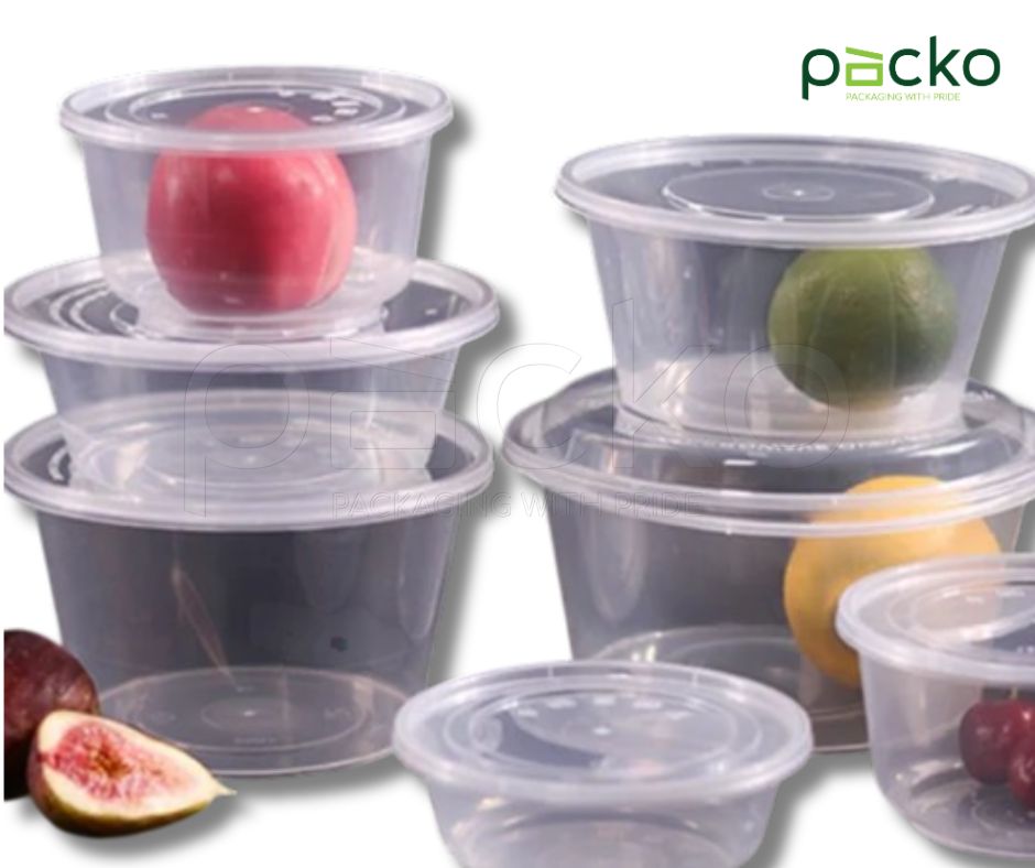 กล่องอาหารทรงกลม Premium พร้อมฝา ขนาด 1250 ml. (ใส)