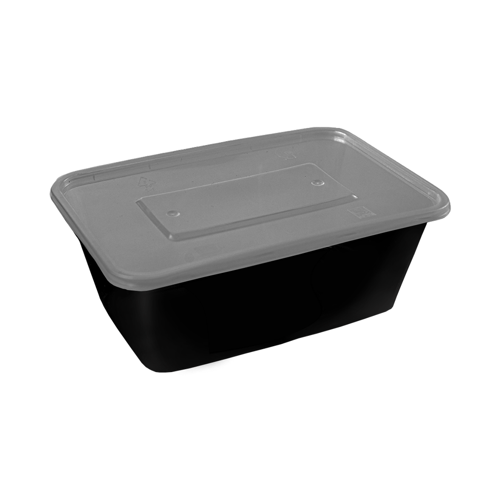 กล่องอาหารพลาสติกพร้อมฝา Premium ขนาด 650 ml (ดำ)