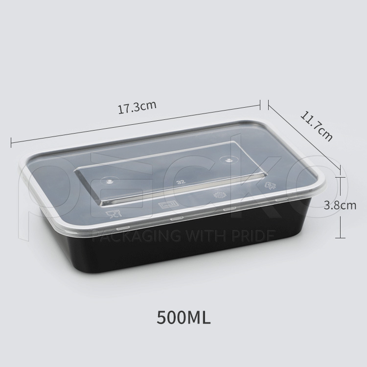 กล่องอาหารพลาสติกพรีเมี่ยม ขนาด 500 ml (ดำ)