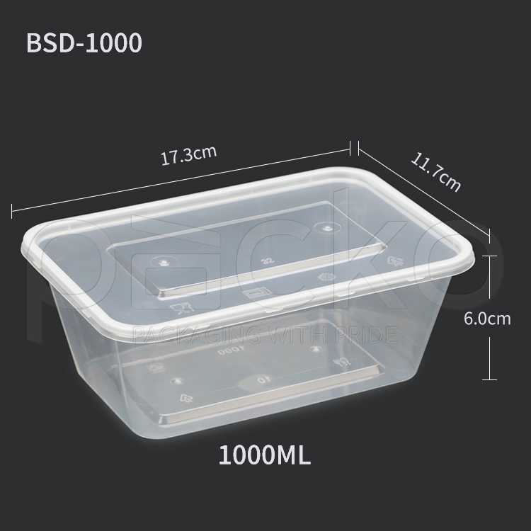 กล่องสี่เหลี่ยมพลาสติก 1000 ml (ใส)