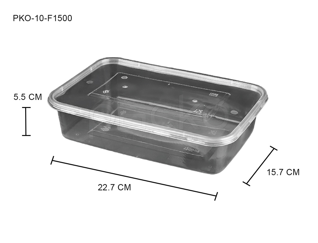 กล่องสี่เหลี่ยม 1500 ml. สีใส