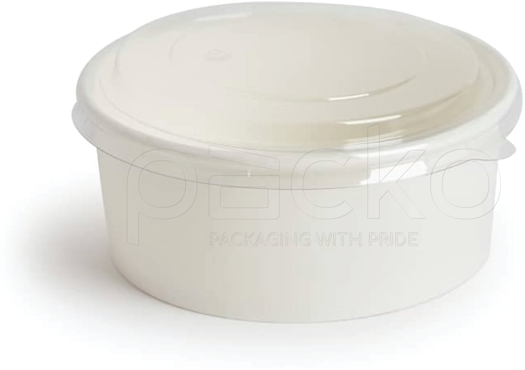 ถ้วยกระดาษคราฟท์ รักษ์โลก สีขาว ขนาด 1100 ml. พร้อมฝาปิด PET