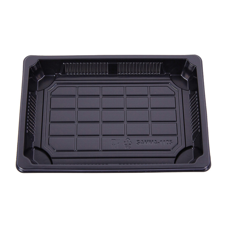 ถาดซูชิพรีเมียมฝาใส ขนาด 6-7 คำ  สีดำ