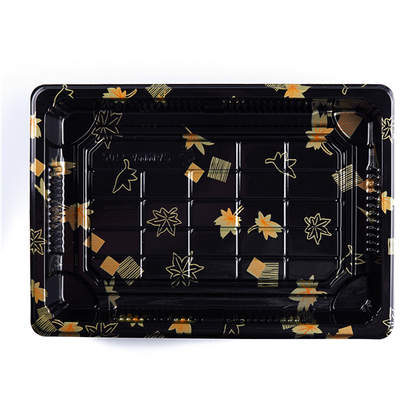 ถาดซูชิพรีเมียมฝาใส ขนาด 8-10 คำ ลายเมเปิ้ล