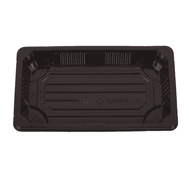 ถาดซูชิพรีเมียมฝาใส ขนาด 3-4 คำ สีดำ