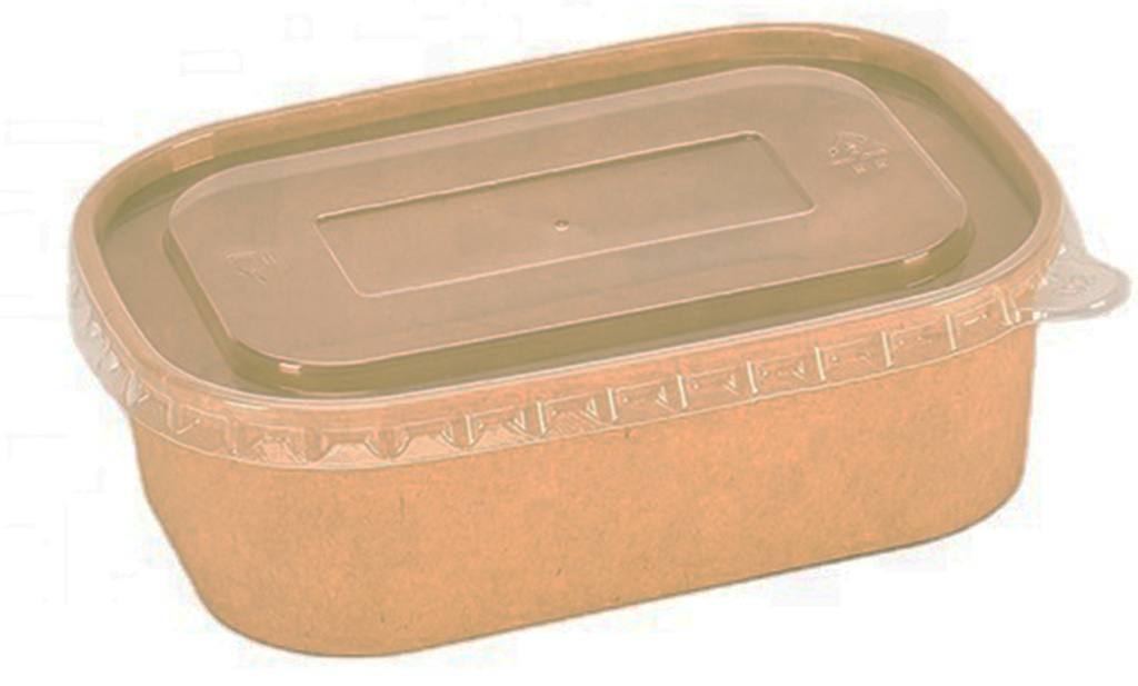 กล่องคราฟท์ ทรงมนขนาด 580มล. พร้อมฝา PET