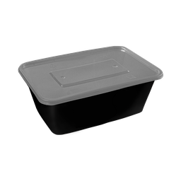 [BSD-F650B] กล่องอาหารพลาสติกพร้อมฝา Premium ขนาด 650 ml (ดำ)