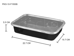 [F1500B] กล่องอาหารพลาสติก PP พร้อมฝา Premium ขนาด 1500 ml. (สีดำ)