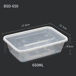 [F650 Premium] กล่องอาหารพลาสติกพร้อมฝา Premium ขนาด 650 ml (ใส )