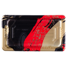 [FB-1101] ถาดซูชิพรีเมียมฝาใส ขนาด 3-4 คำ ลายเมเปิ้ลสีทอง