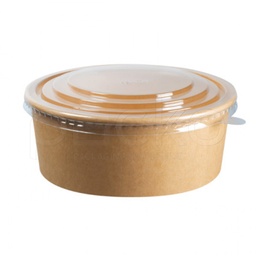 [12-PET-H1000B] ถ้วยกระดาษคราฟท์ รักษ์โลก ขนาด 1000 ml. พร้อมฝาปิด PET