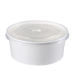 [12-PP-H1100] ถ้วยกระดาษคราฟท์ รักษ์โลก ขนาด 1100 ml. พร้อมฝาปิด PP (สีขาว)