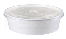 [PP-H1300] ถ้วยคราฟท์ขนาด 1300มล. สีขาวพร้อมฝา PP