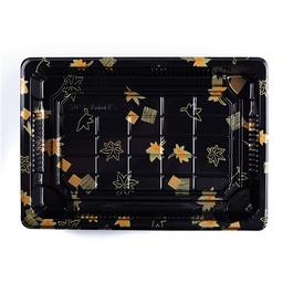 [A-1105] ถาดซูชิพรีเมียมฝาใส ขนาด 8-10 คำ ลายเมเปิ้ล