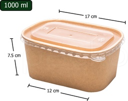 [PET-B1000B] กล่องกระดาษคราฟท์ทรงรี Premium ขนาด 1000 ml. พร้อมฝา PET