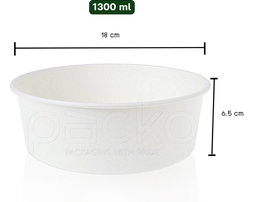 [12-H-1300] ถ้วยกระดาษคราฟท์ รักษ์โลก ขนาด 1300 ml. (สีขาว)