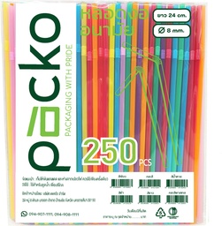 [Straw-8/24-Mix] หลอดงอ 824 คละสี 8mm. ยาว 24cm.
